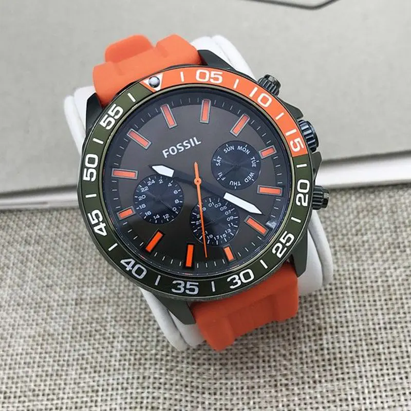 Fossil Bannon Multifunction Green Dial Rubber Men’s Watch- BQ2500